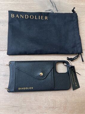 NEW Bandolier Black Pebbled Leather Card Pocket iPhone 11 Pro Max Case